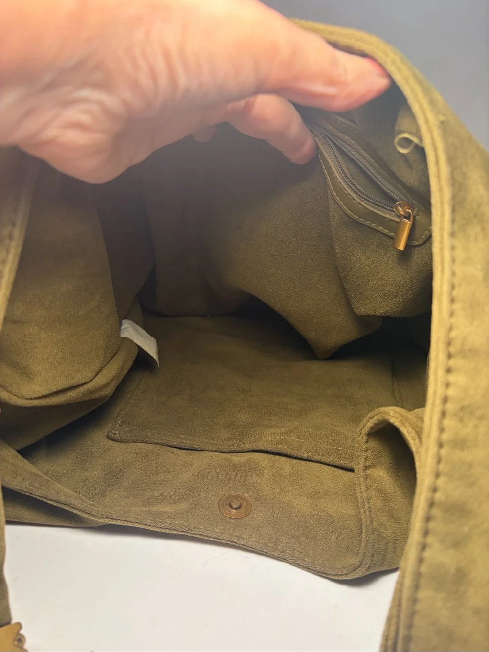 Steve Madden Olive Green Suede Hobo Shoulder Bag